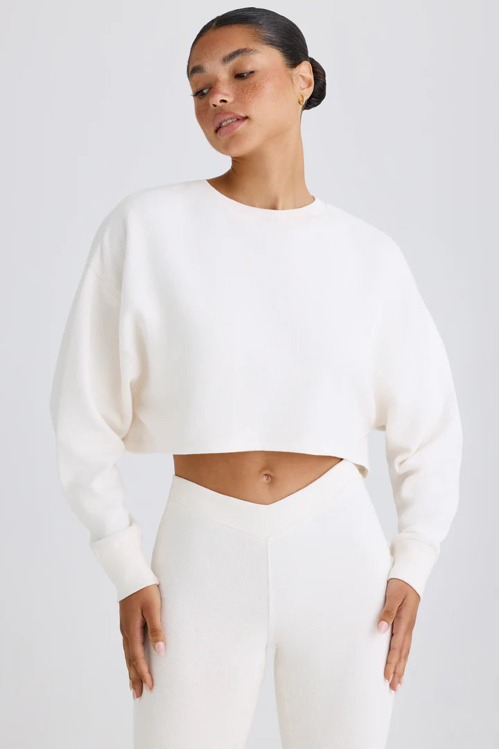 Cropped White Sweatshirt