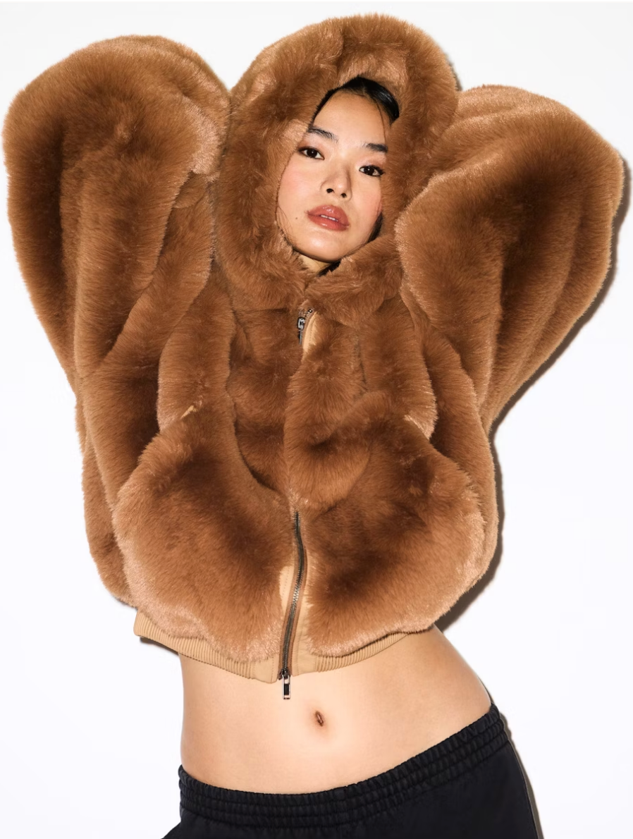 Brown Fur Zip Up Jacket